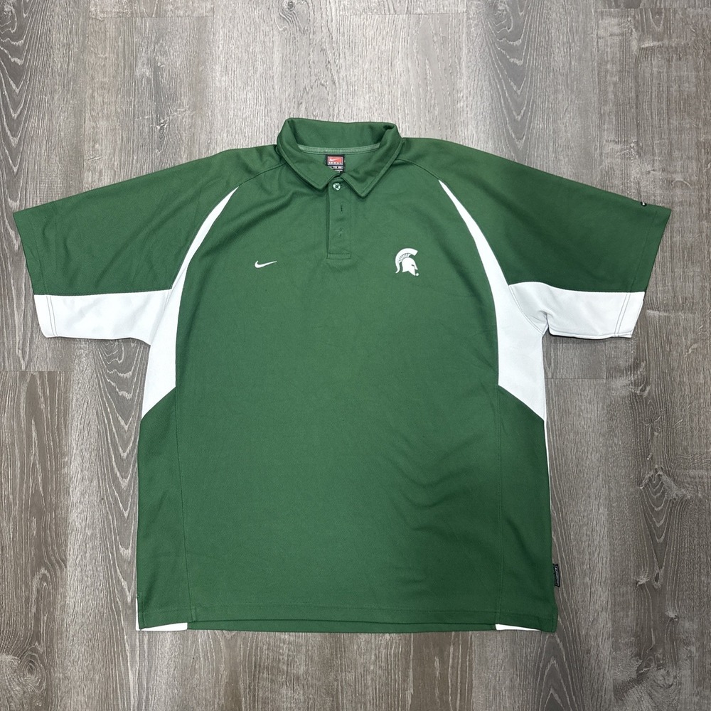 VTG 90s Nike Team Dri Fit Michigan State Spartans College Polo Shirt Men's XXL